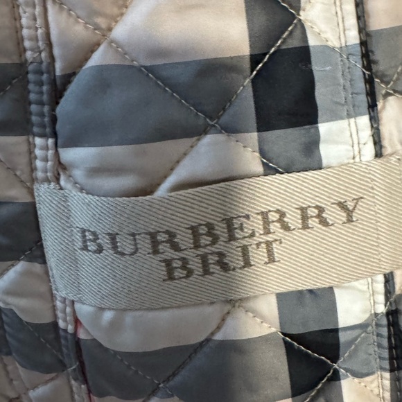 BURBERRY BRIT Diamond Quilted Olive Green Nova Check Lined Jacket Small VGUC - Picture 5 of 6
